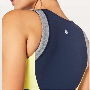 LULULEMON | Kick Serve Sweat Sports Bra Navy Slate and Lemon Size 6